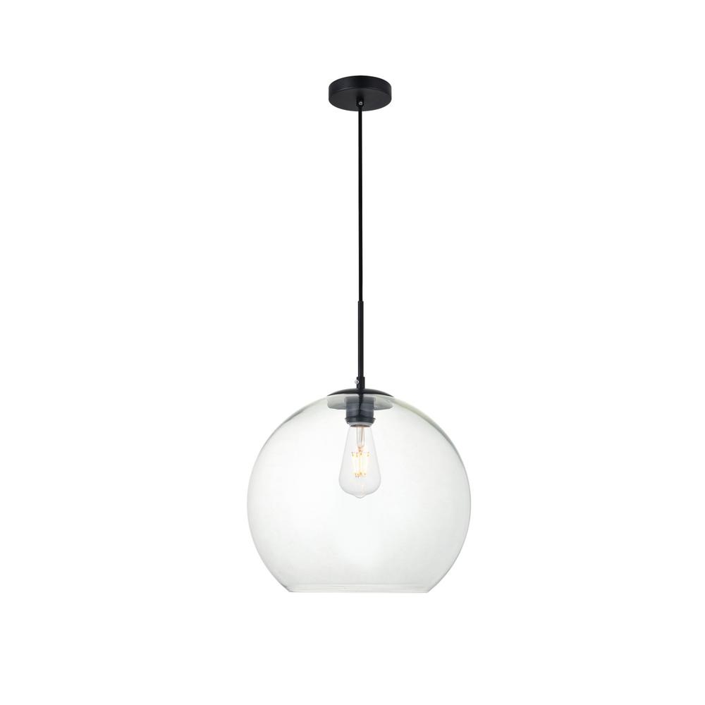 Alt View 3. Living District - Baxter 1 Light Black Pendant With Clear Glass - Black And Clear.