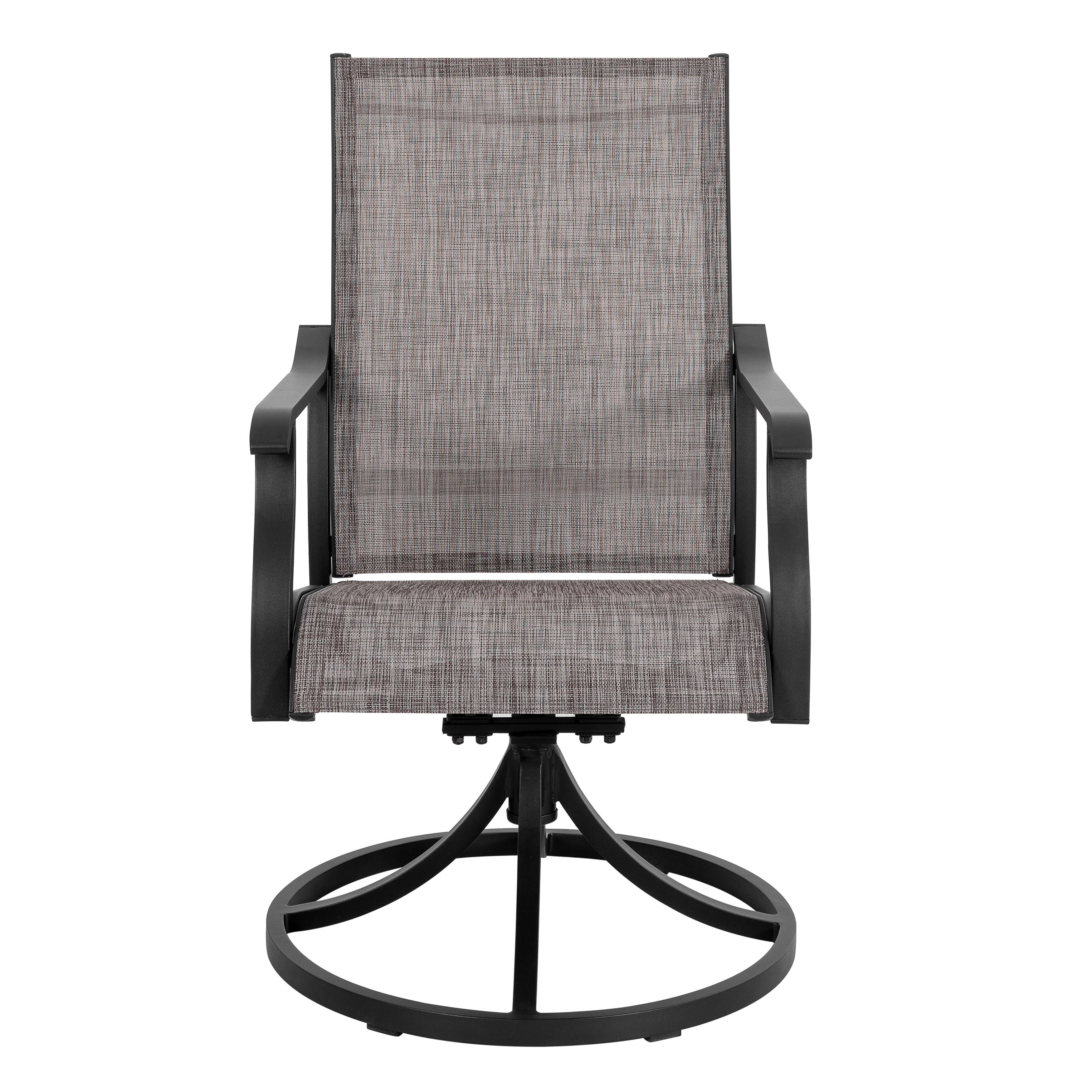 Alt View 6. Nuu Garden - Patio 2-Piece Swivel Dining Chairs, Breathable Textilene and Aluminum Frame - Brown and Black.
