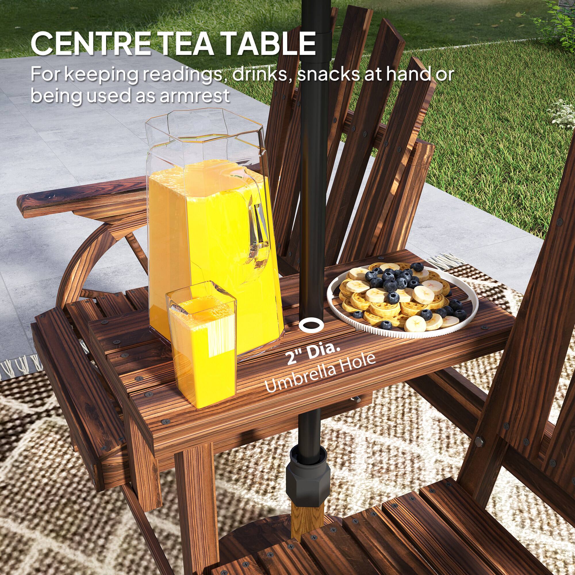 CENTRE TEA TABLE For keeping readings, drinks, snacks at hand or being used as armrest 2" Dia. Umbrella Hole