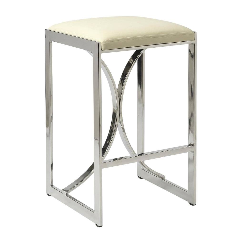 Angle. Starlight Canyon Home - Pedestal Counter Stool with Footrest, Modern Contemporary Dining Room Chair - Silver.