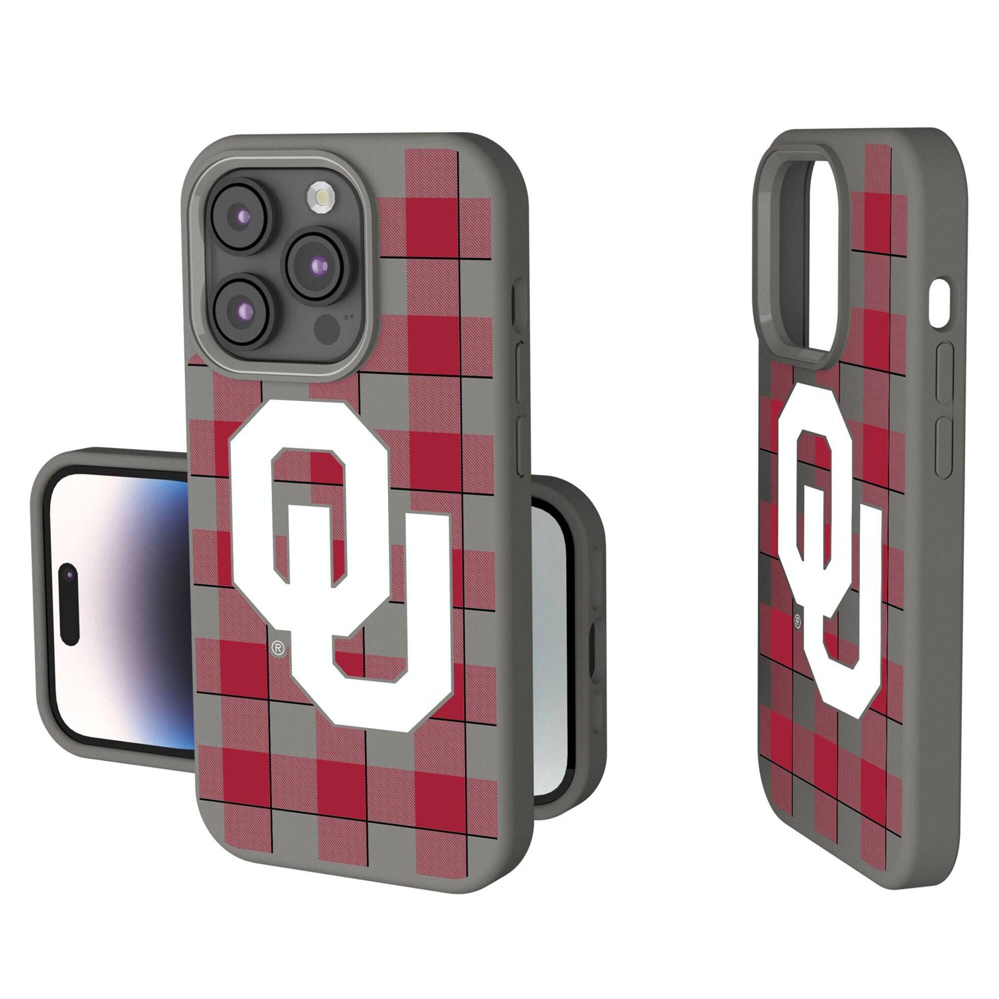 Keyscaper - NCAA - Oklahoma Sooners Plaid Soft Touch iPhone Case - 15 - Gray