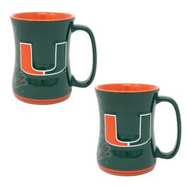 Indigo Falls - Miami Hurricanes 16oz. Sculpted Barista Mug Two-Pack - Green