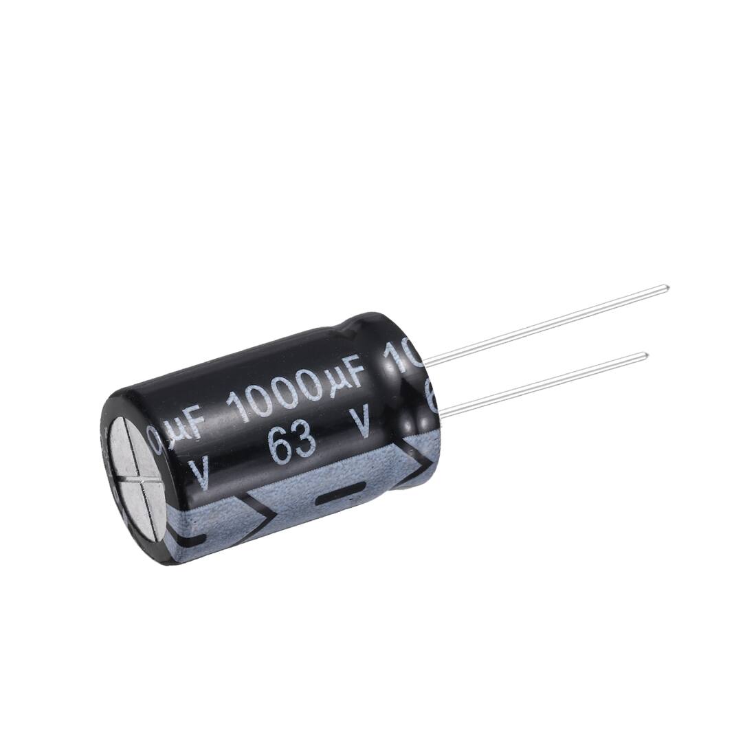 Alt View 2. Unique Bargains - 1000uF 63V 16x25mm Electrolytic Capacitor, Radial Leads Aluminum, 12pcs, for Power Supplies/Audio/Lighting - Black.
