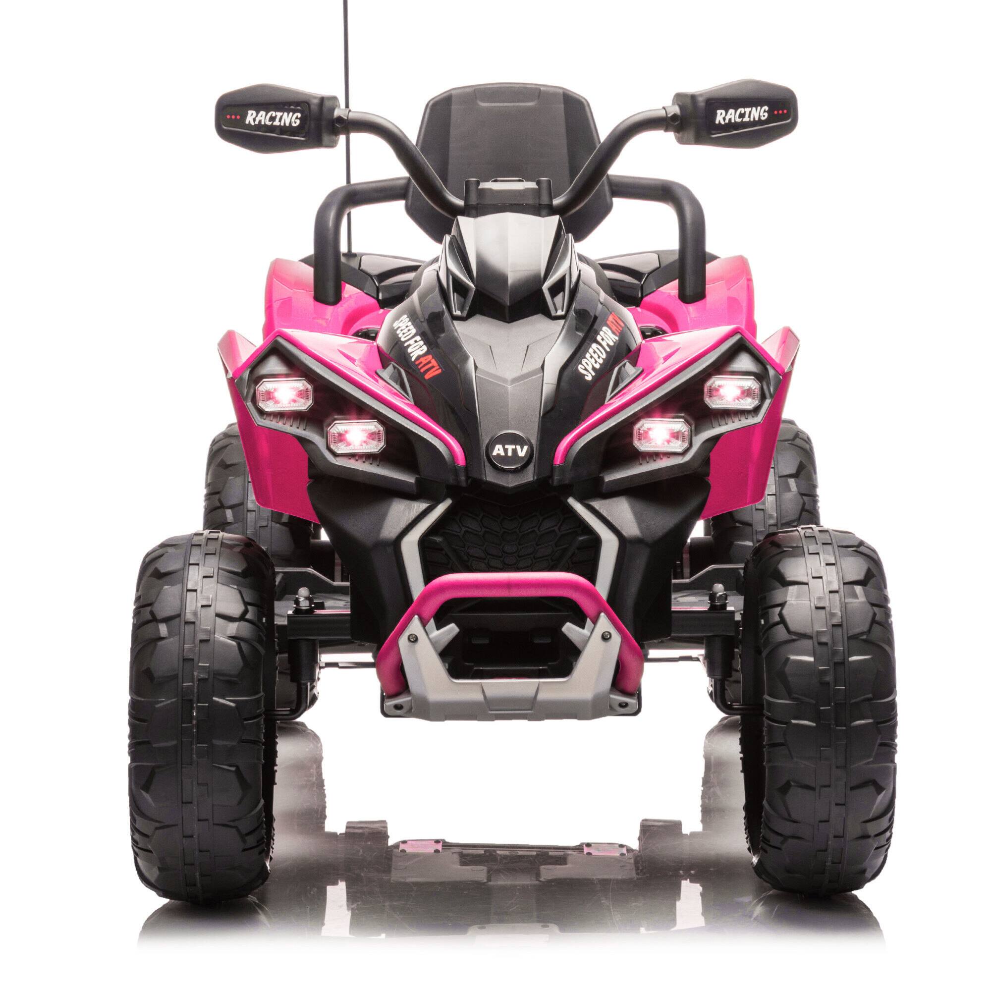 Alt View 8. ELEMENT ACE - Large Kids Ride-On Electric ATV with Parental Remote Control, Four-Wheel Shock Absorbers, Bluetooth, and Music Functions - Black,Pink.