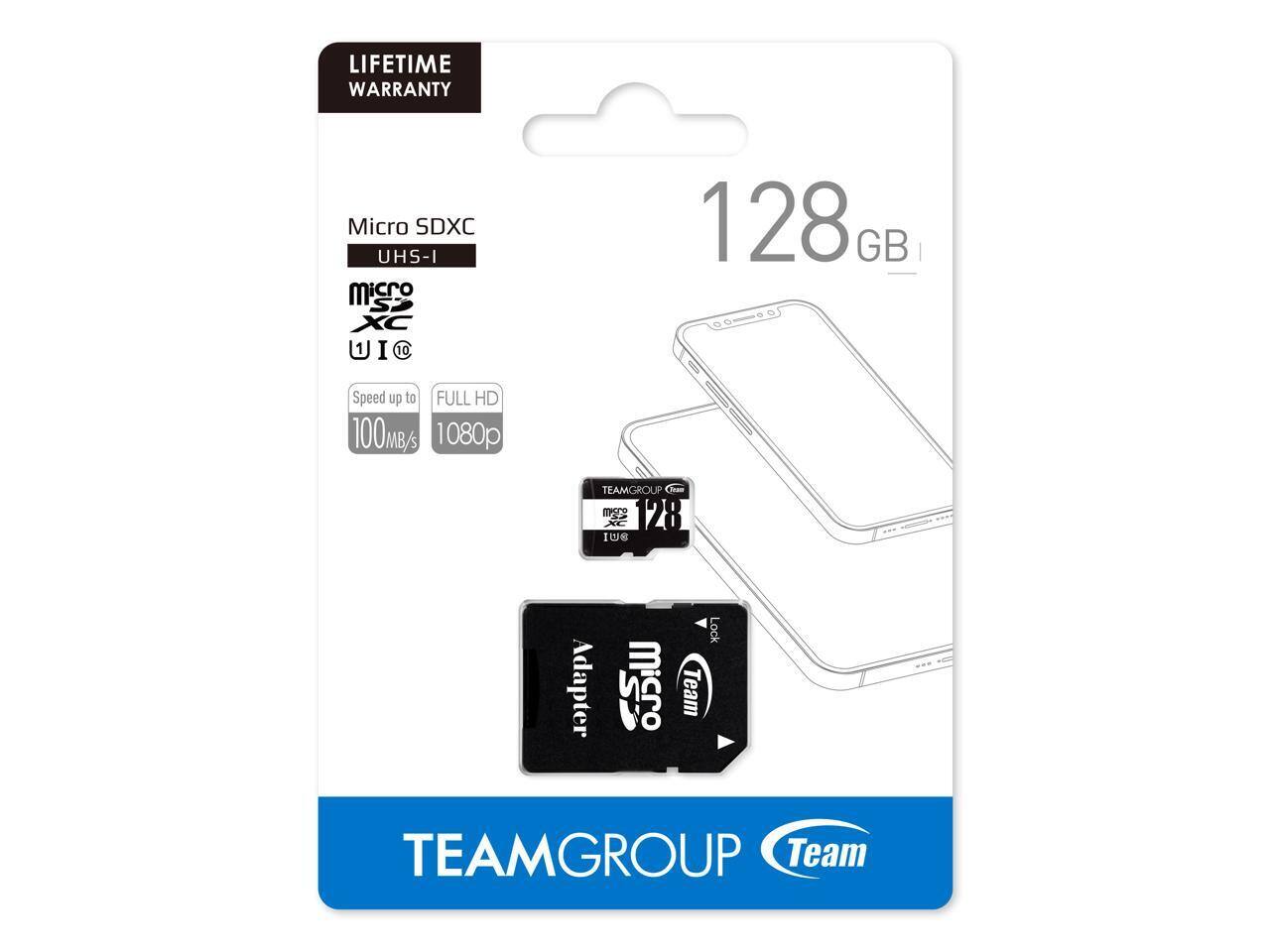 LIFETIME WARRANTY  
Micro SDXC UHS-I  
Speed up to FULL HD 1080p  
128GB  
100MB/s  
TEAMGROUP  
Team