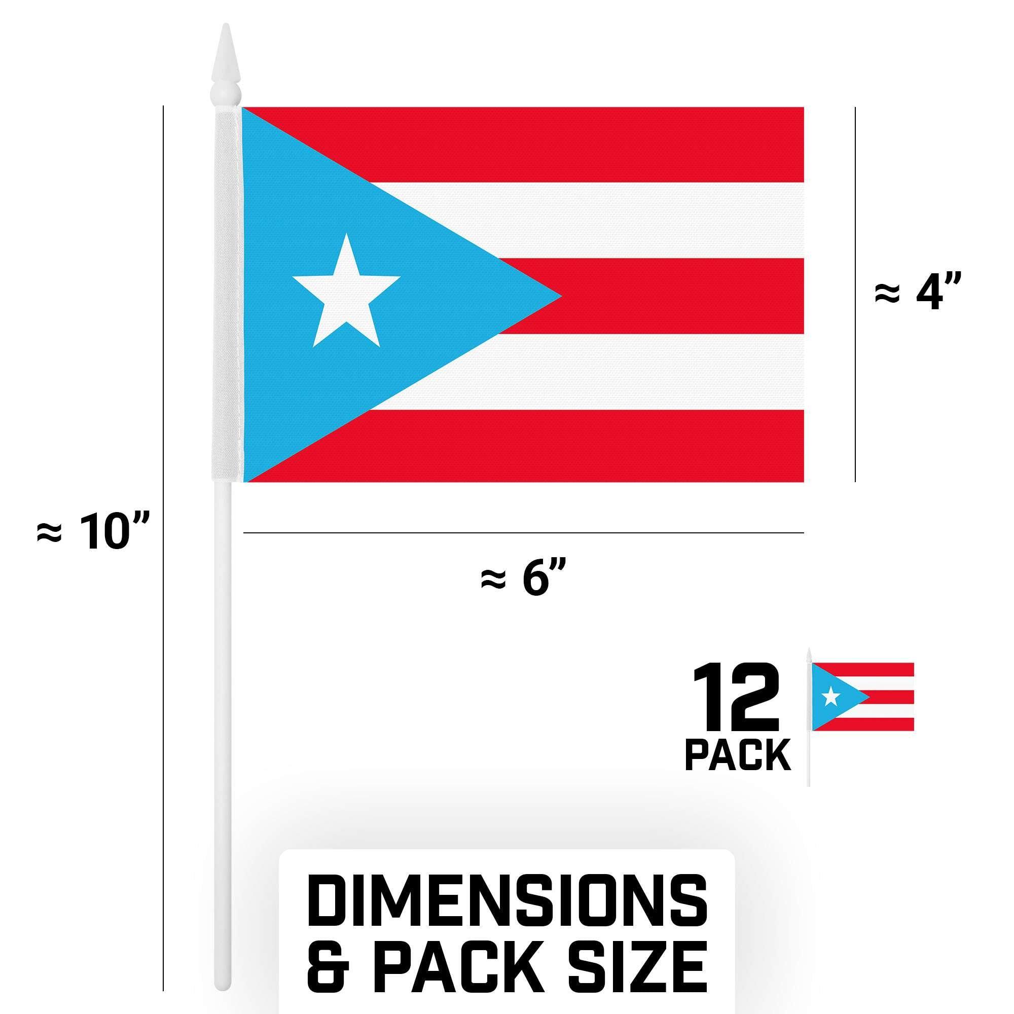 G128 Handheld Puerto Rico Stick Flags 4x6 Inch Printed 150D Polyester ...