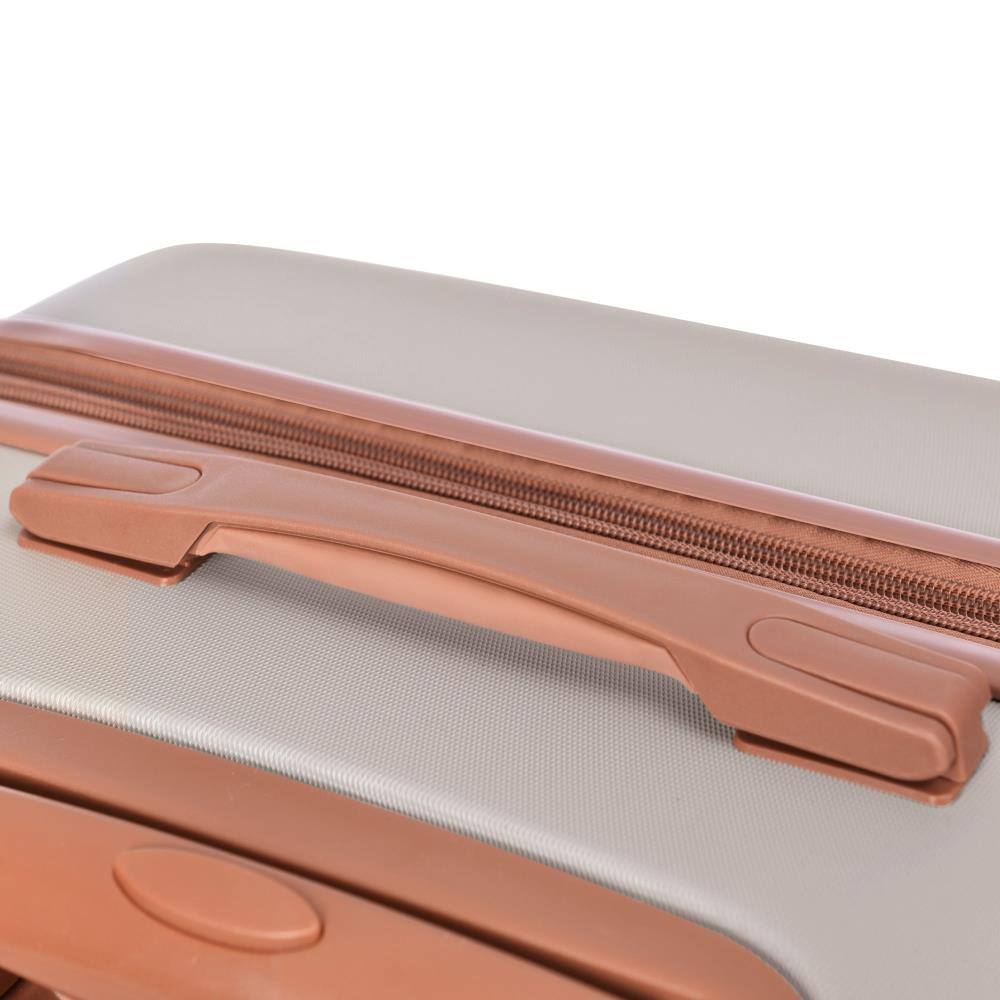 Back. BreeBe - ABS Hardshell 3 Piece Luggage Set with TSA Lock, Lightweight Durable Suitcase 20'' 24'' 28'' Spinner Wheels - Light Brown.