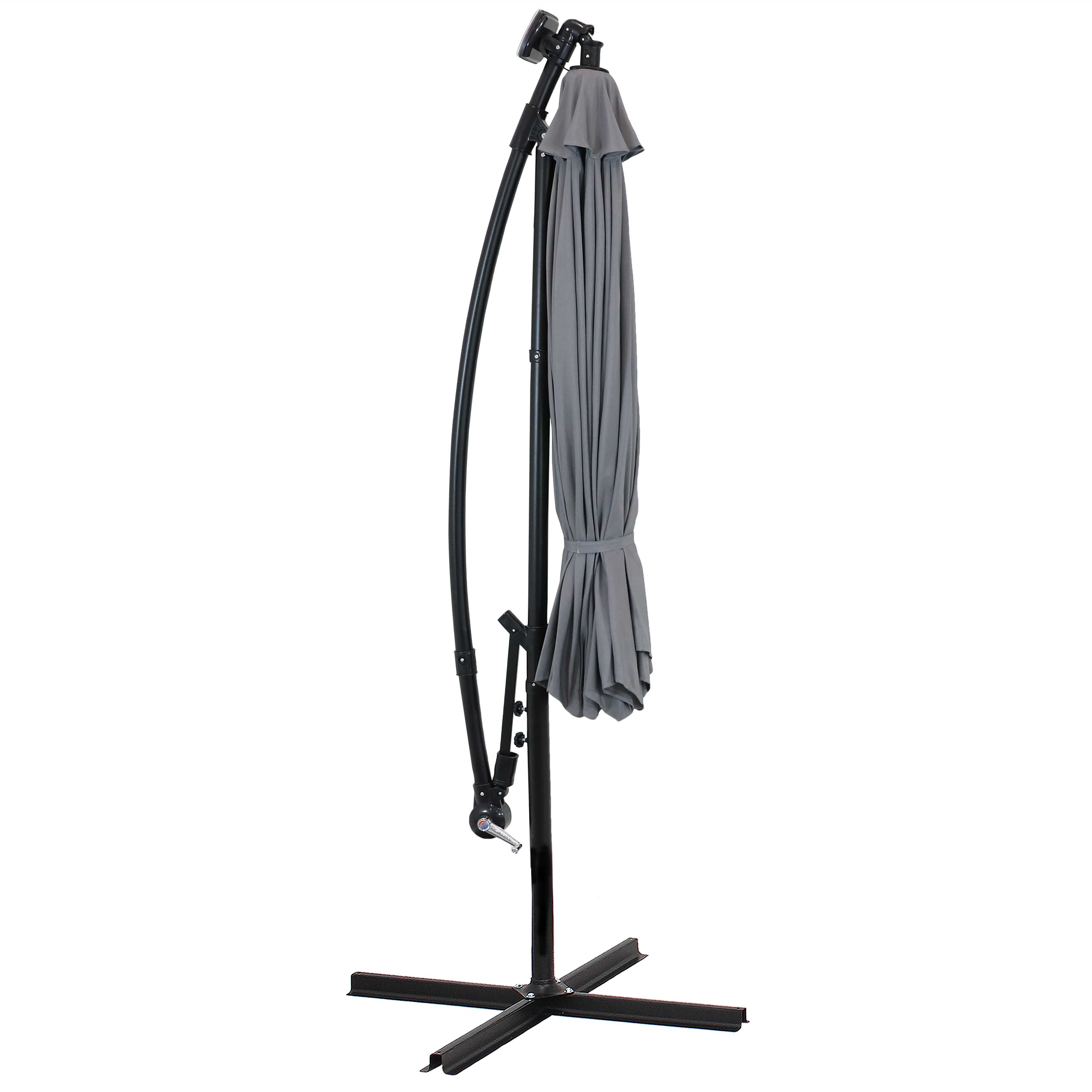 Alt View 7. Sunnydaze - 9.5 ft Solar Cantilever Offset Patio Umbrella - Smoke.