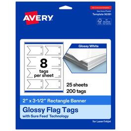 Avery - Banner Flag Tags, 2" x 3-1/2", Glossy 200 Total - White