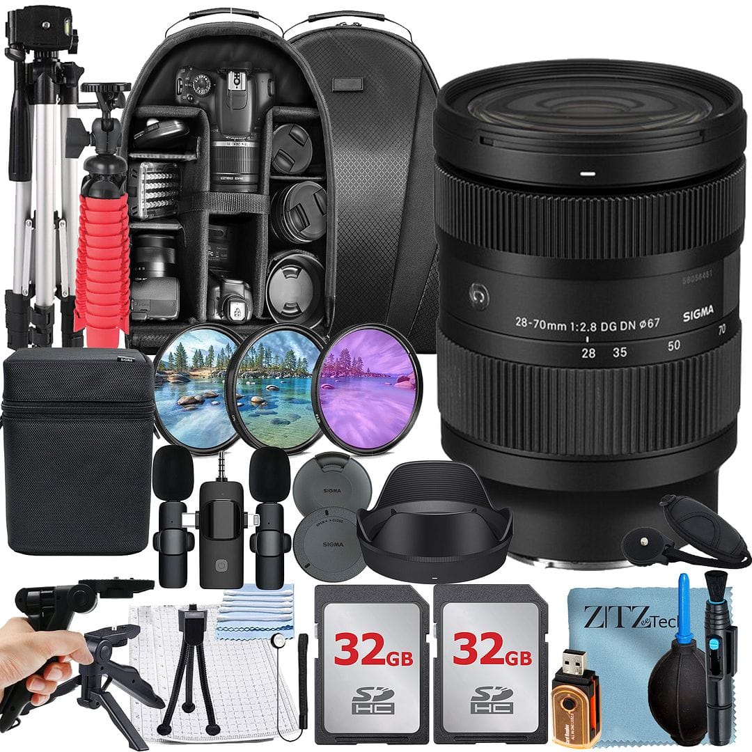 Bundle - Sigma - 28-70mm f/2.8 DG DN Contemporary Lens for Sony E Mount + 2x 32GB Memory Card + Backpack + Tripod + ZeeTech - Black price history on PriceWatchPro