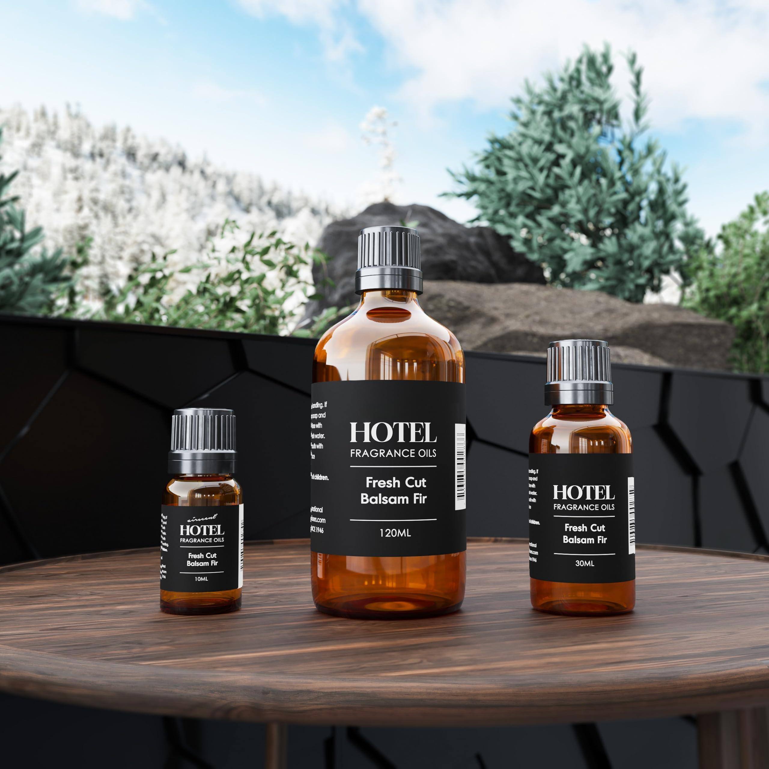 HOTEL FRAGRANCE OILS  
Fresh Cut Balsam Fir  
120ML  

HOTEL FRAGRANCE OILS  
Fresh Cut Balsam Fir  
30ML  

HOTEL FRAGRANCE OILS  
Fresh Cut Balsam Fir  
120ML