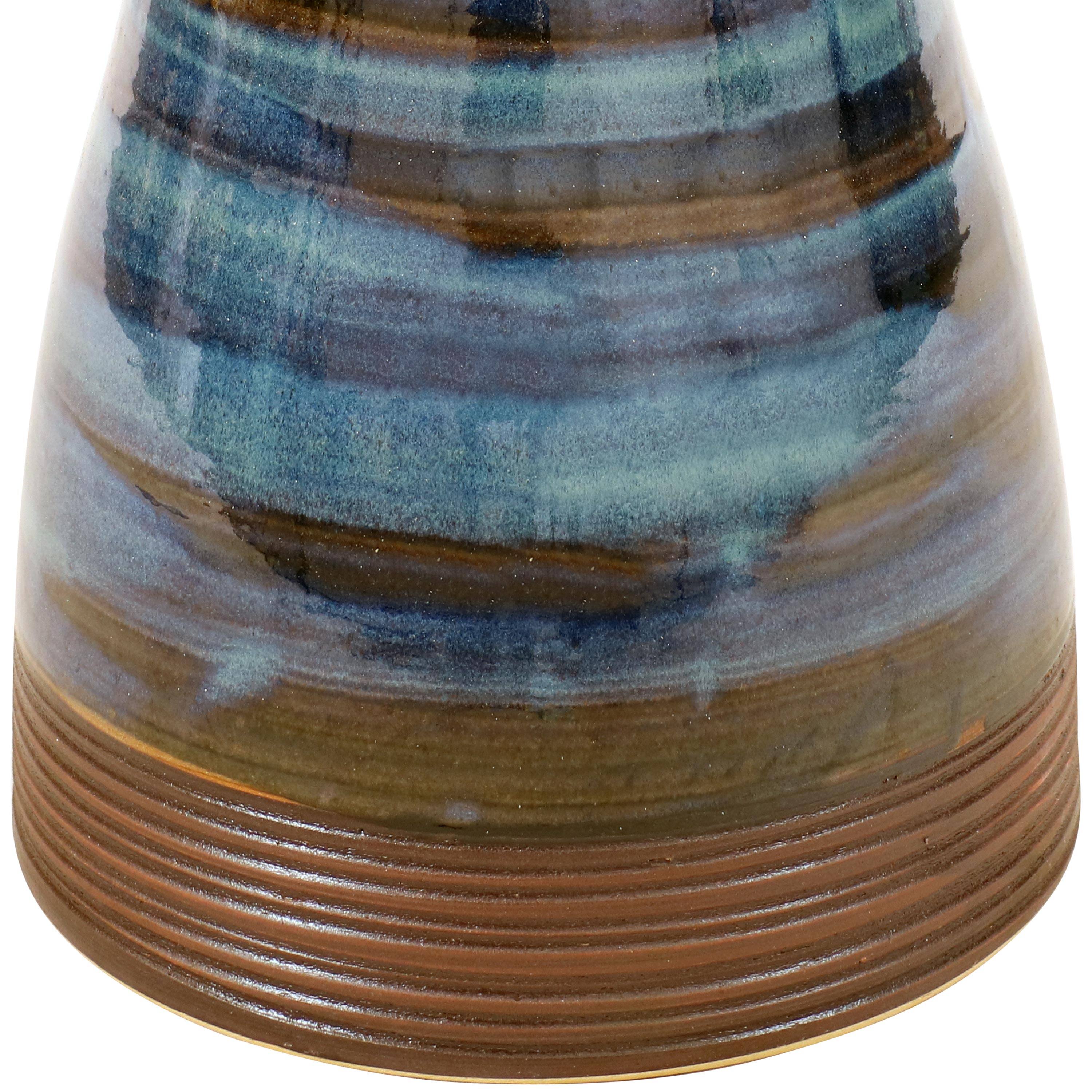 Alt View 9. Sunnydaze - Duo-Tone Outdoor Glazed Ceramic Bird Bath - 21 in - Galaxy Blue.