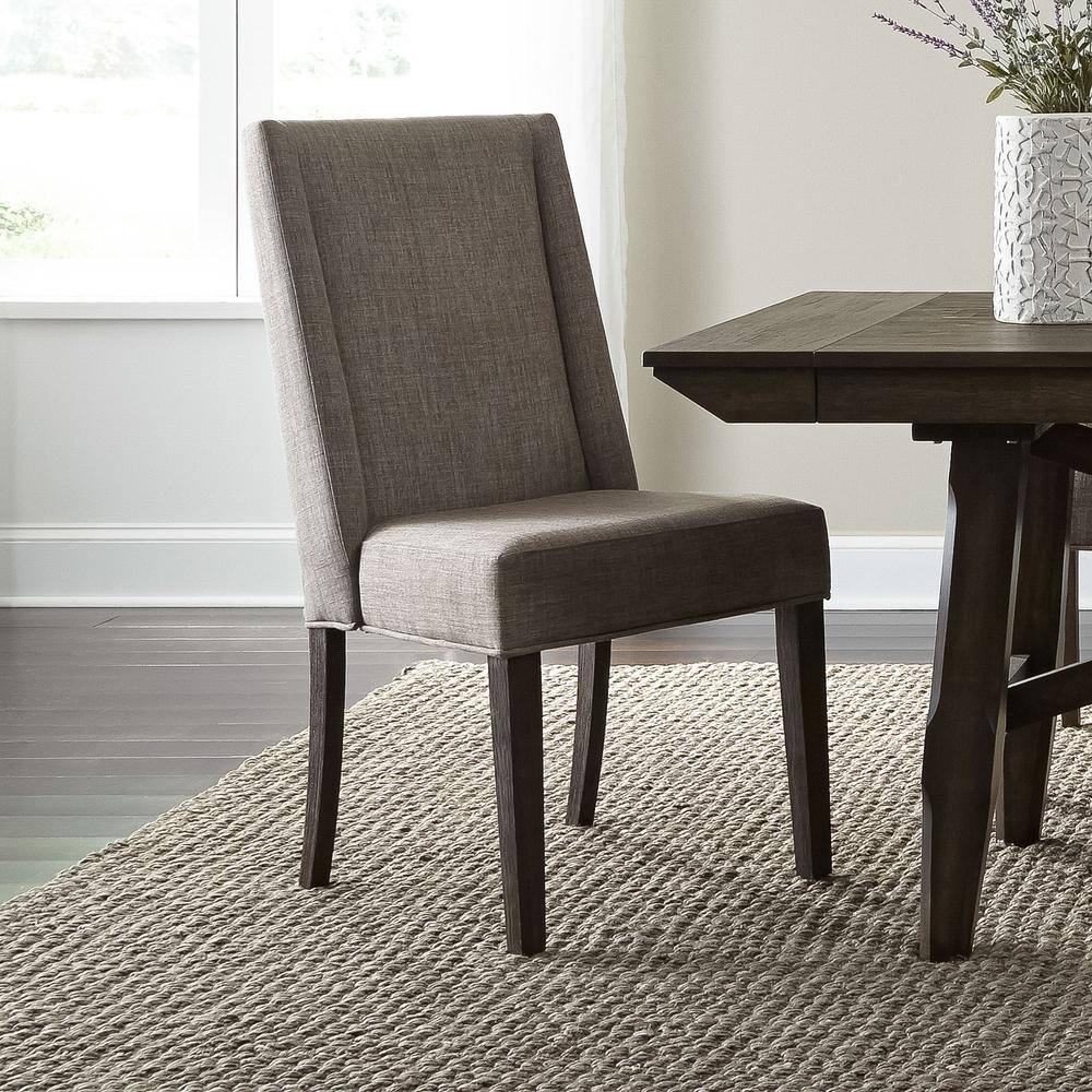 Alt View 1. Liberty Furniture Industries - Double Bridge Upholstered Side Chair (RTA)-Set of 2 in Dark Chestnut - Brown.