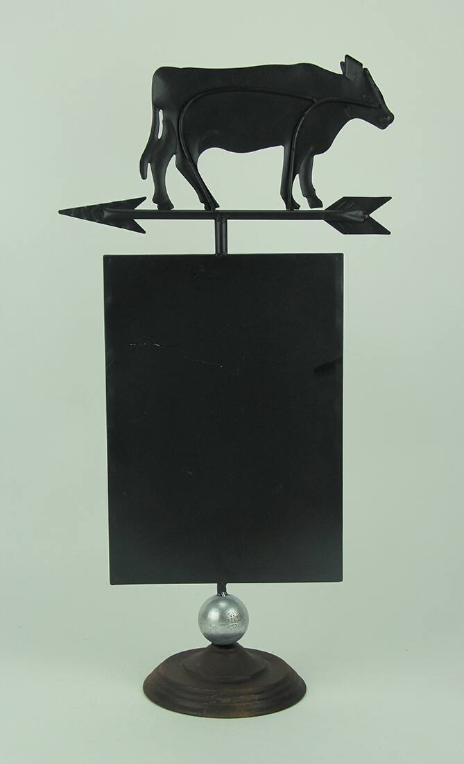 Alt View 2. Direct International - Rustic Brown Metal Farmhouse Cow and Arrow Standing Chalkboard Sign - Brown.