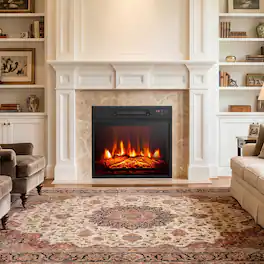 Ihomeadore - 19" Electric Fireplace Insert with Remote Control,3 Adjustable Flame Color and Heat Settings - Black