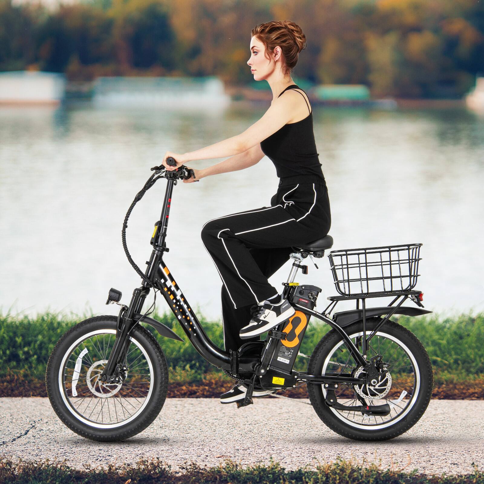 Alt View 5. SKONYON - Rear Bike Basket with Heavy Duty Metal Frame Easy Mounting and Large Storage Capacity - Black.