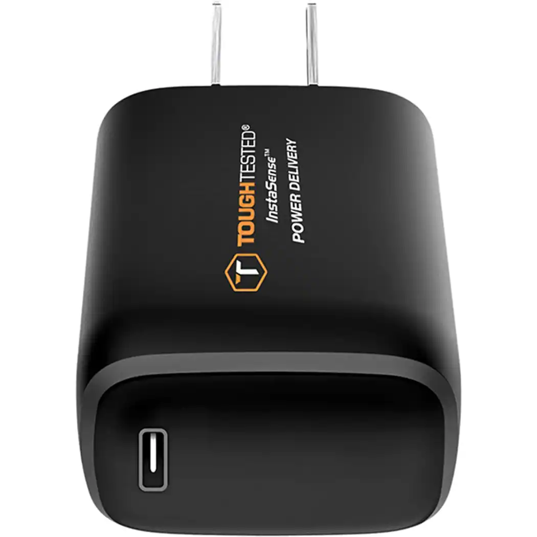 Front. ToughTested - 20W Apple MFi Certified 10' Wall Charger - Black/Orange.