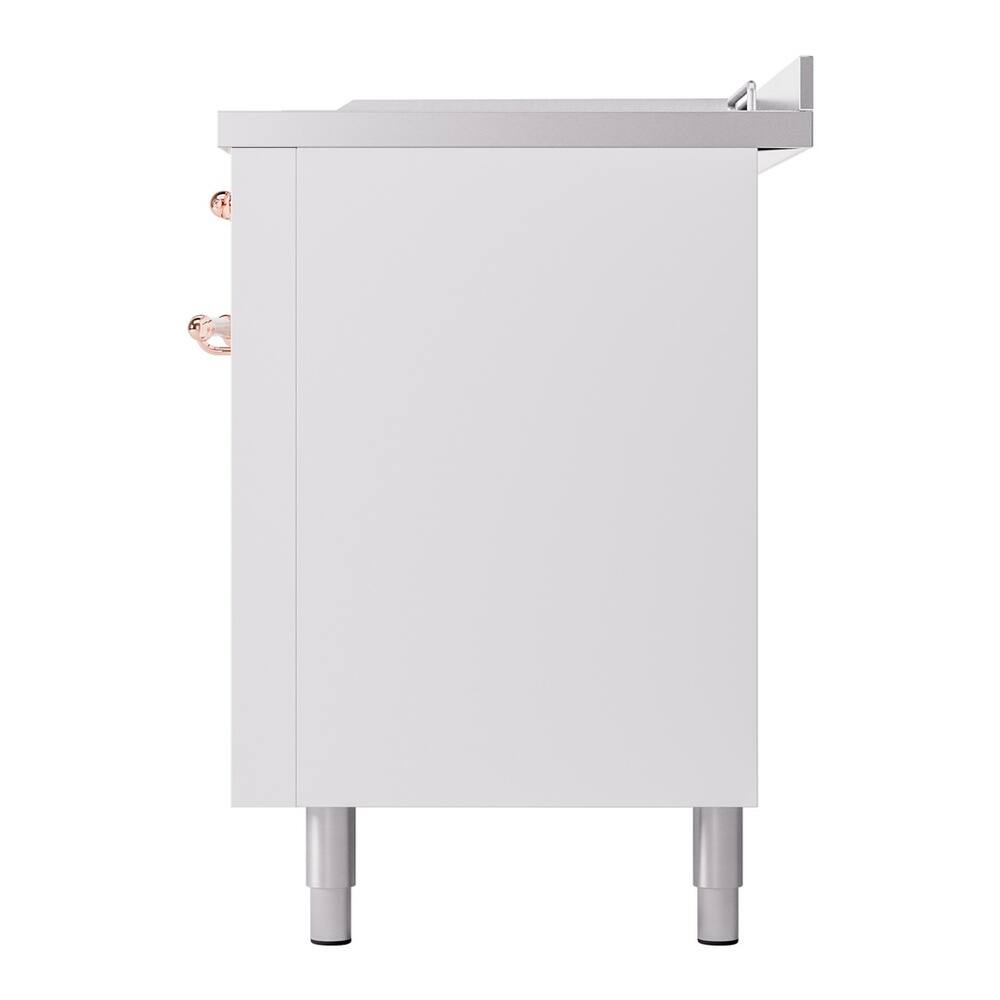 Alt View 9. ILVE - ILVE Nostalgie II 60 inch Dual Fuel Range with 7 Burners + Griddle (Liquid Propane, White, Copper Trim) - White.