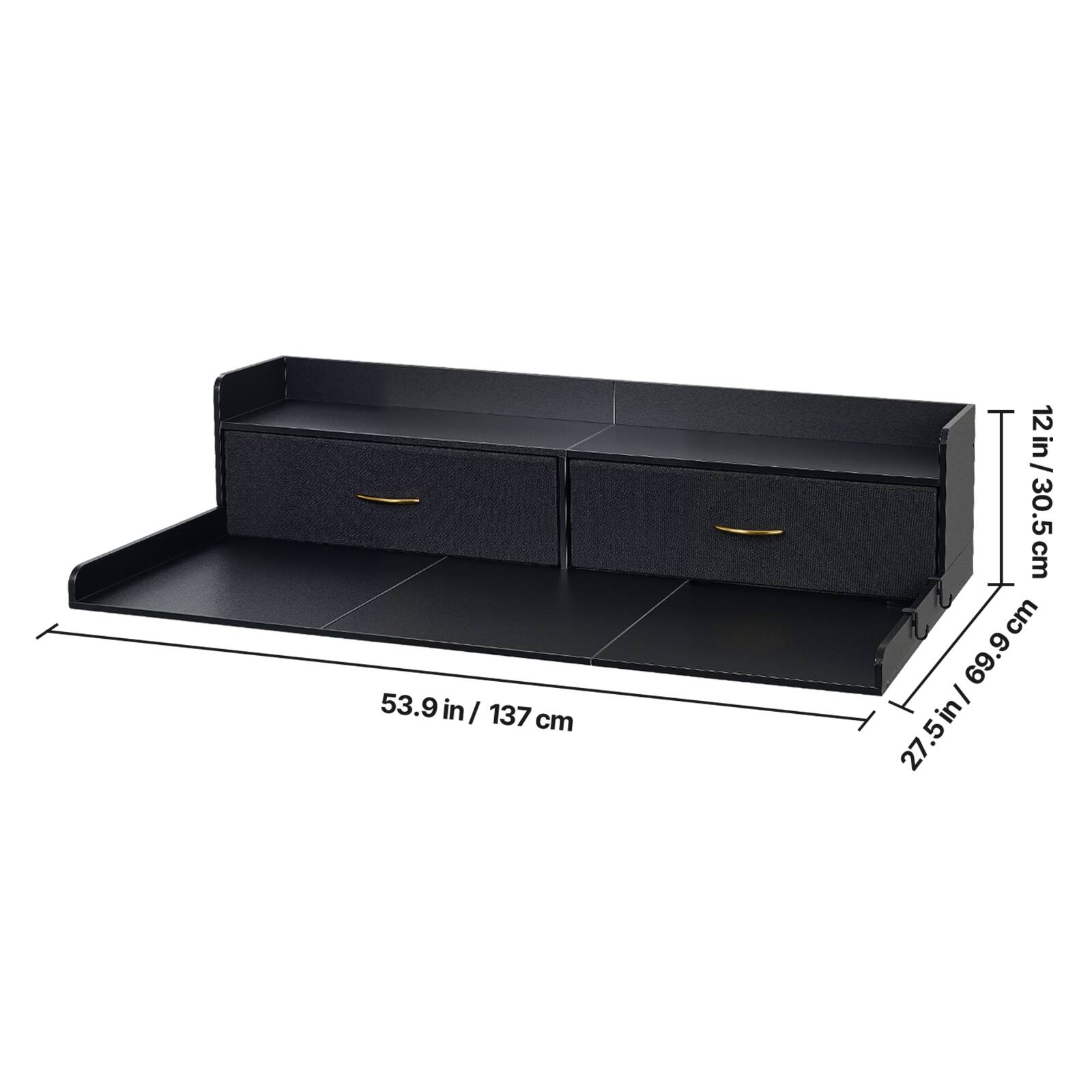 53.9 in / 137 cm  
12 in / 30.5 cm  
27.5 in / 69.9 cm