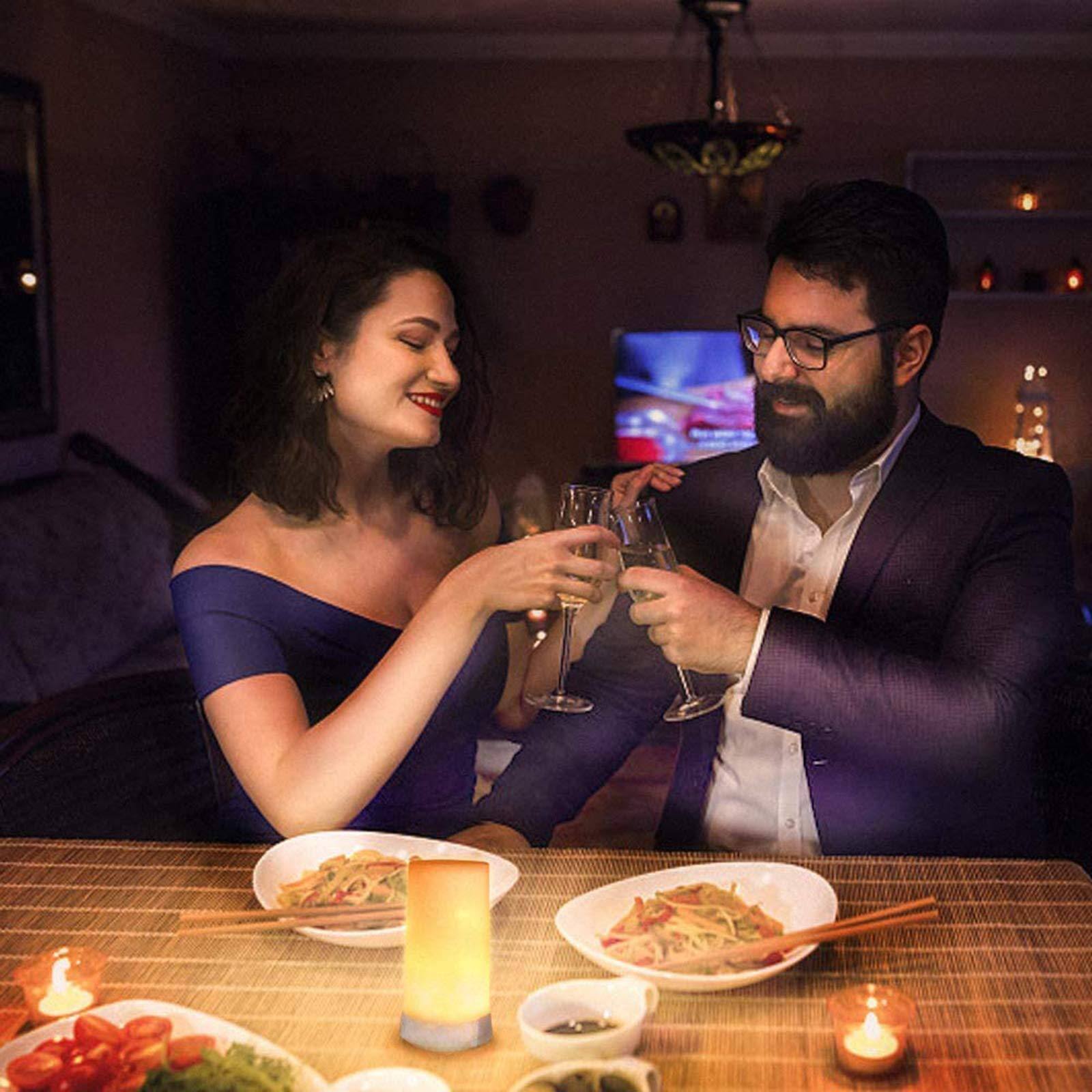 Alt View 6. Dazzling Pops - LED Flame Effect Light USB Rechargeable Outdoor Flame Table Lamp Waterproof Dimmable Modes Lantern 【flame - Orange Remote control style-2PCS.