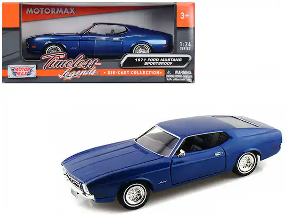 MOTORMAX
Timeless Legends
1:24
1971 FORD MUSTANG SPORTSROOF
DIE-CAST COLLECTION
MOTORMAX
3+
1:24
SERIES: 1
WARNING: CHOKING HAZARD - Small parts. Not for children under 3 years.