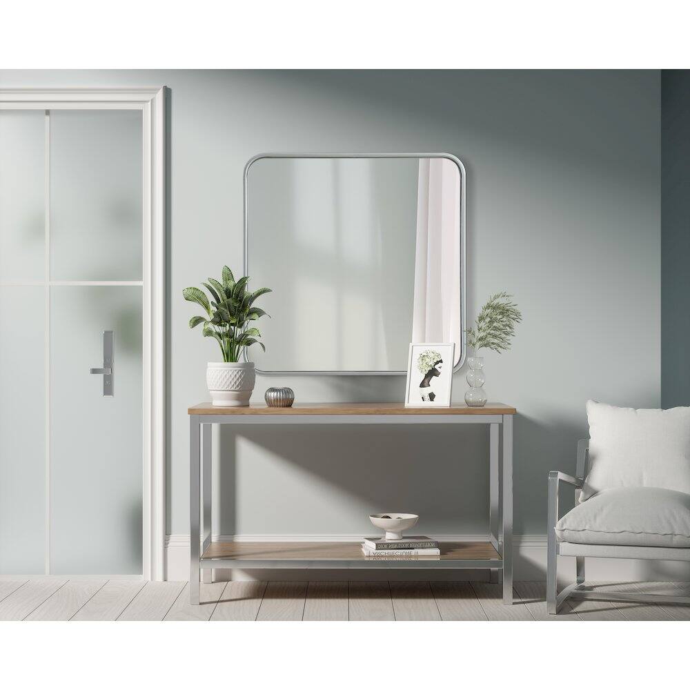 Alt View 3. Elegant Decor - Contour Metal Square Mirror 24x24 in Silver - Silver.