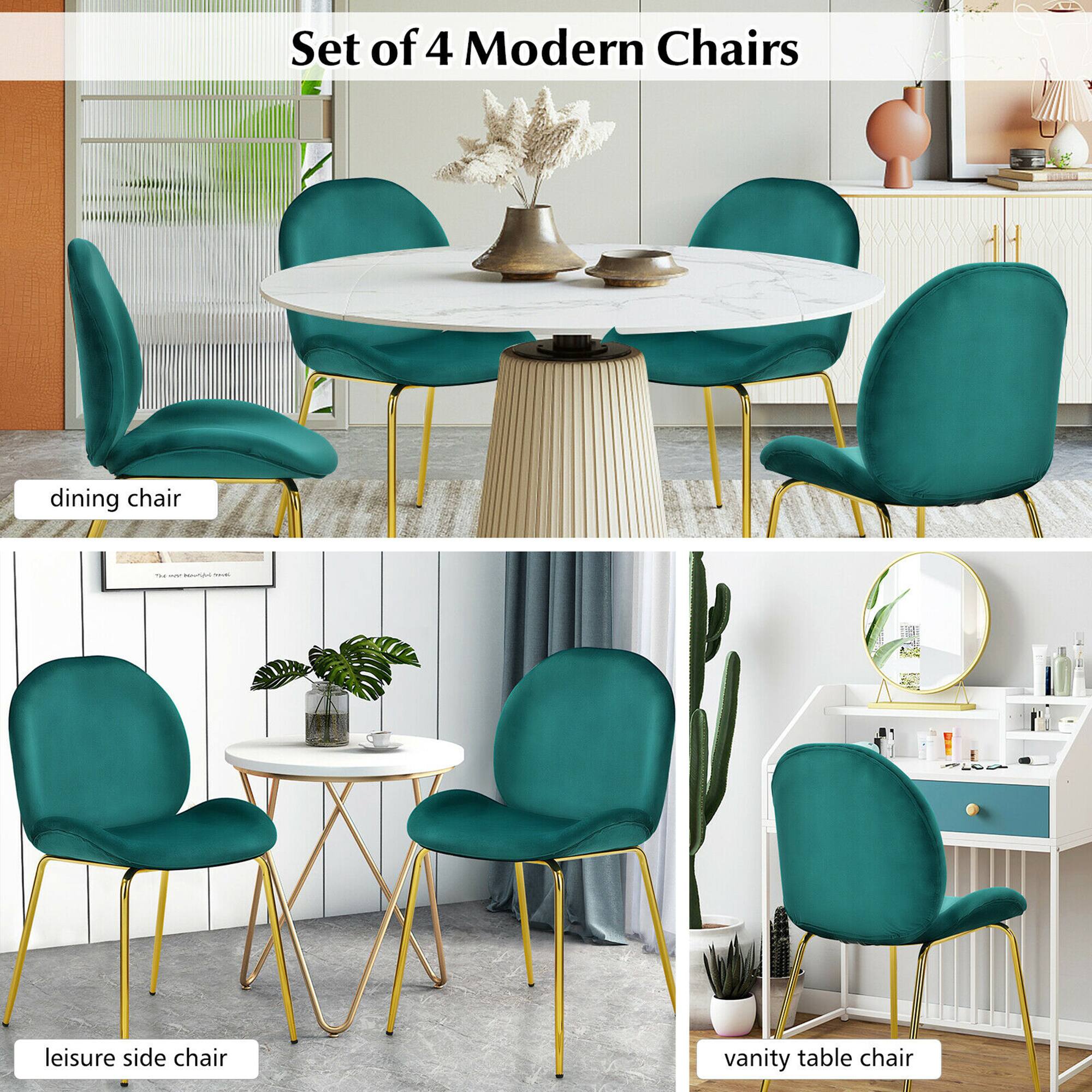 Set of 4 Modern Chairs: dining chair, leisure side chair, vanity table chair.