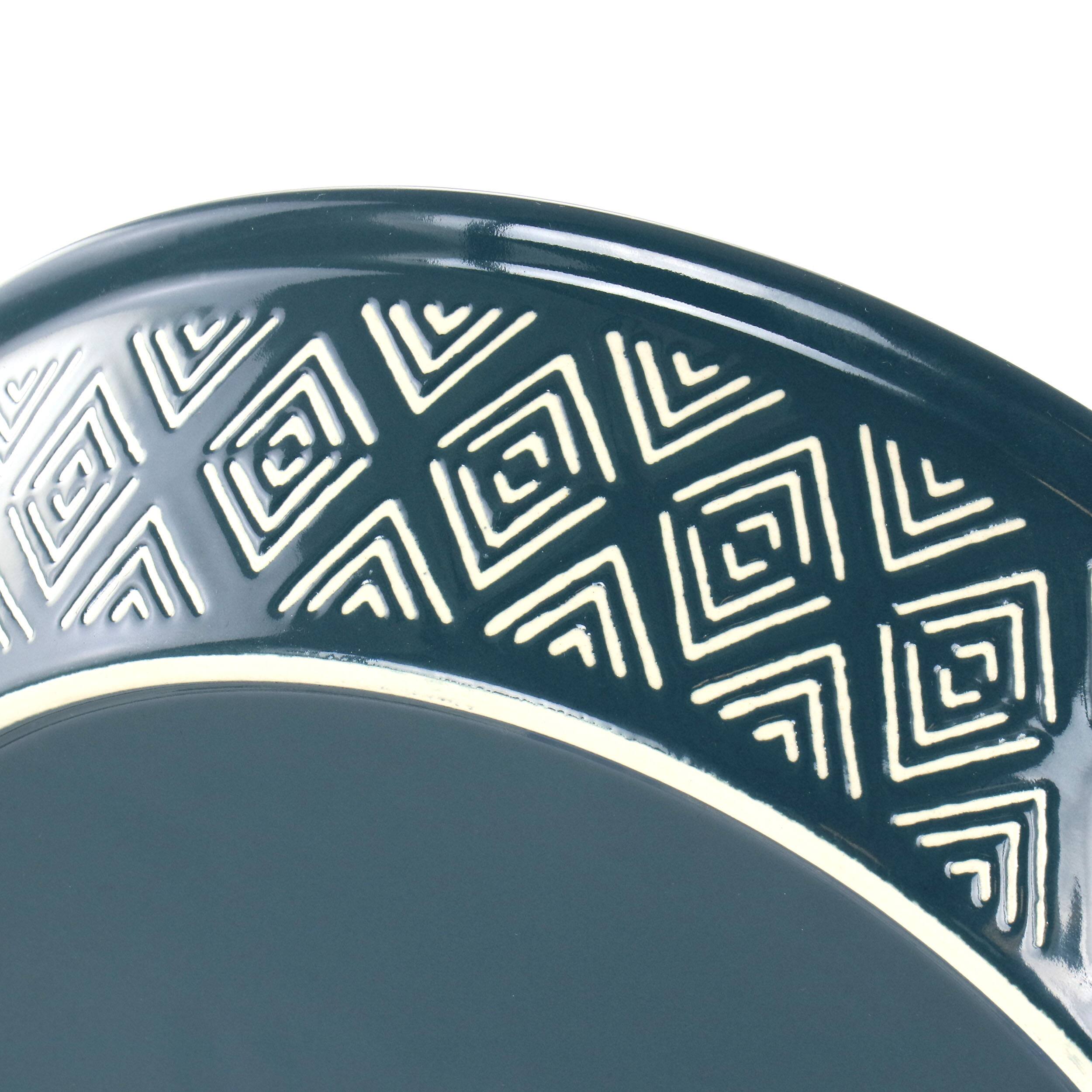 Alt View 3. Gibson - Laurie Gates 10 Inch Wax Relief Stoneware Tierra Pie Dish in Blue - Blue.