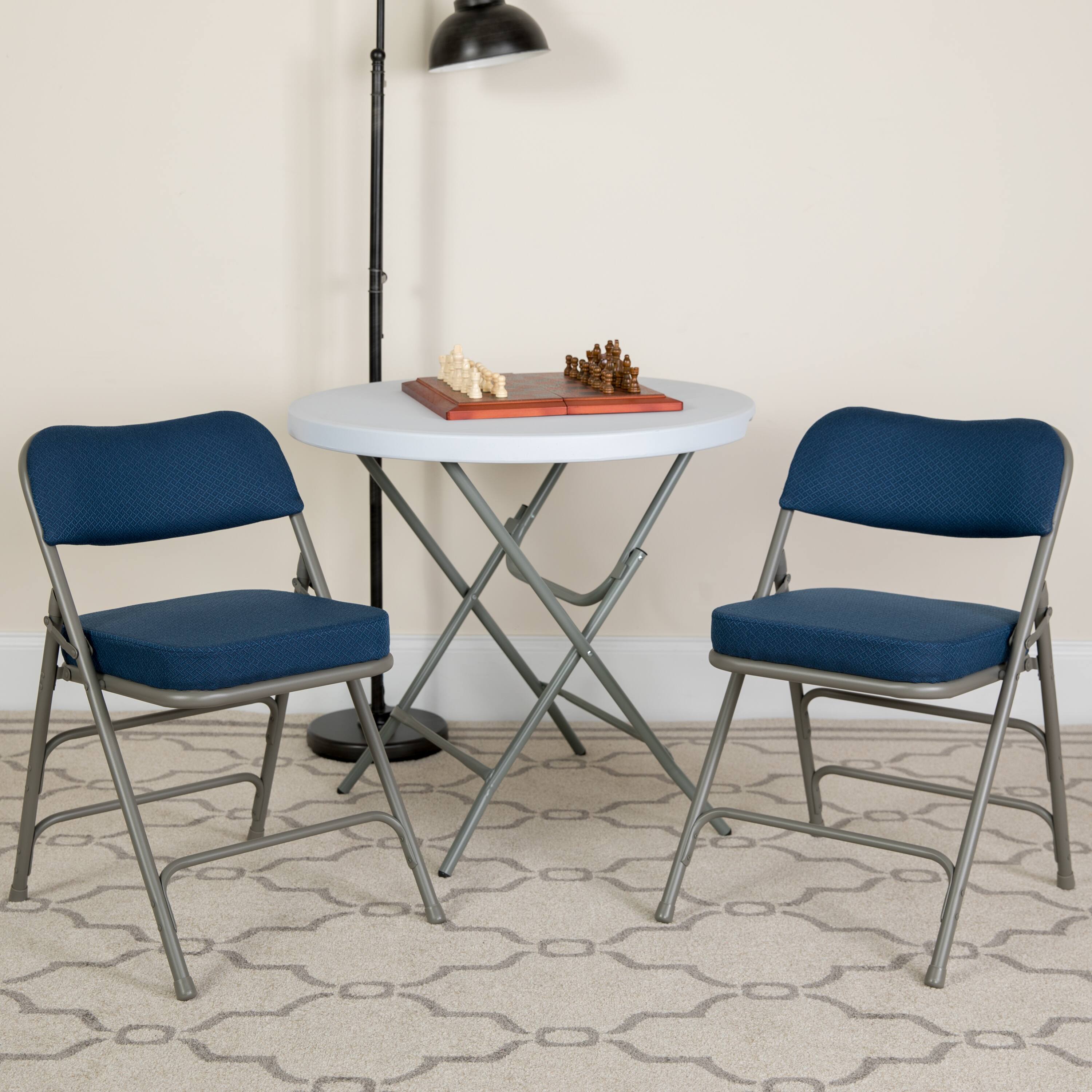 Alt View 1. Emma + Oliver - 4 Pack Home & Office 18.5"W Party Events Padded Metal Folding Chair - Navy Fabric/Gray Frame.