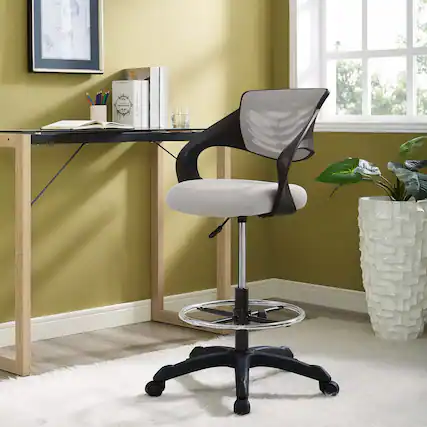 Front. Modway - Thrive Mesh Drafting Chair by Modway - Gray.