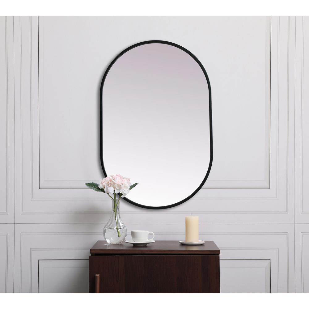 Alt View 8. Elegant Decor - Metal Frame Oval Mirror 20x30 Inch in Black - Black.