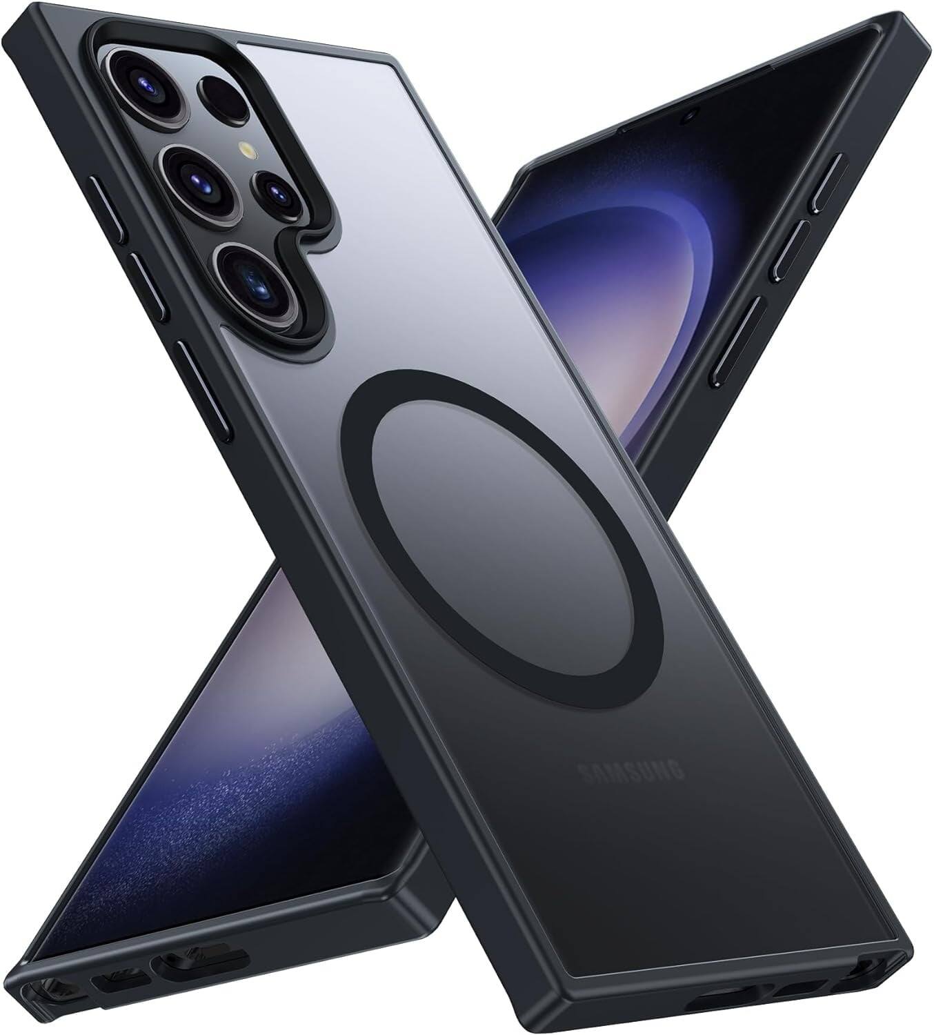 Front. Entronix - Entronix Magnetic Case for Samsung Galaxy S24 Ultra - Translucent Frosted Matte Finish - Black.