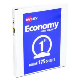 Avery - Economy View Binder With Round Rings 3 Rings 1" Capacity 11 X 8.5 White (5711)