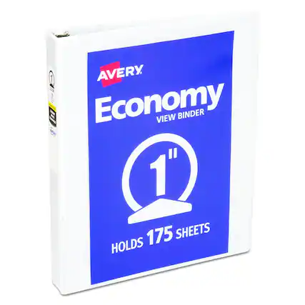 1" AVERY. Economy VIEW BINDER 1" 175 SHEETS HOLDS