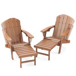 FODINGHILL - 2 Pack Adjustable Adirondack Chair with Retractable Ottoman - Teak