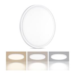Unique Bargains - 1pc LED Flush Mount Ceiling Light 24W Ultra Thin Round Lamp 3000K/4000K/6500K 3 Color Temperatures Adjusted Wired - White
