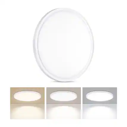 Front. Unique Bargains - 1pc LED Flush Mount Ceiling Light 24W Ultra Thin Round White Lamp 3000K/4000K/6500K 3 Color Temperatures Adjusted Wired - White.