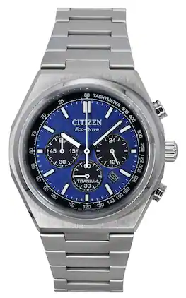 Citizen - Zenshin Chronograph Super Titanium Dial Eco-Drive CA4610-85L 100M Men's Watch - Blue
