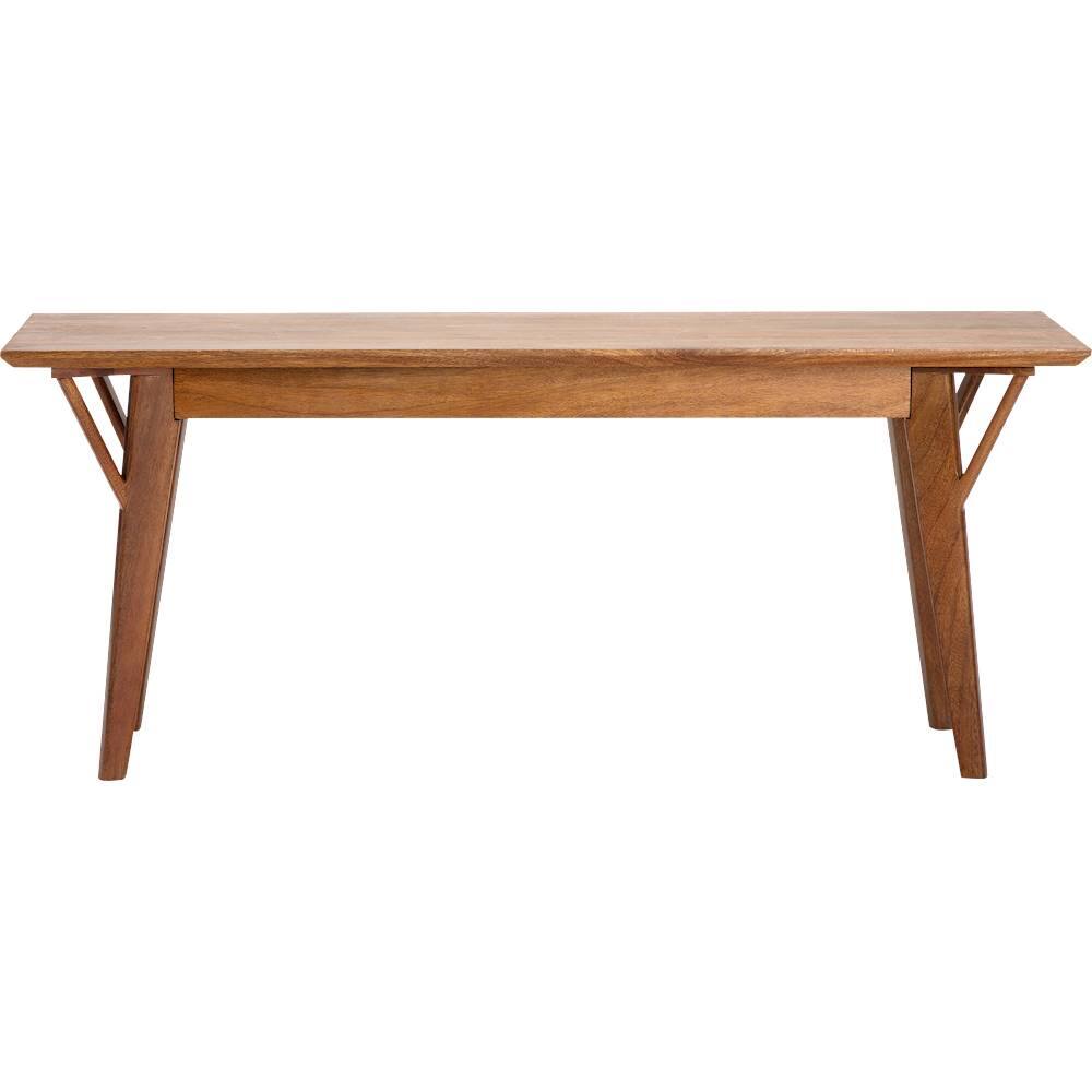 Finch - Stratford Rectangular Mid-Century Solid Mango Wood Backless Bench - Walnut Brown