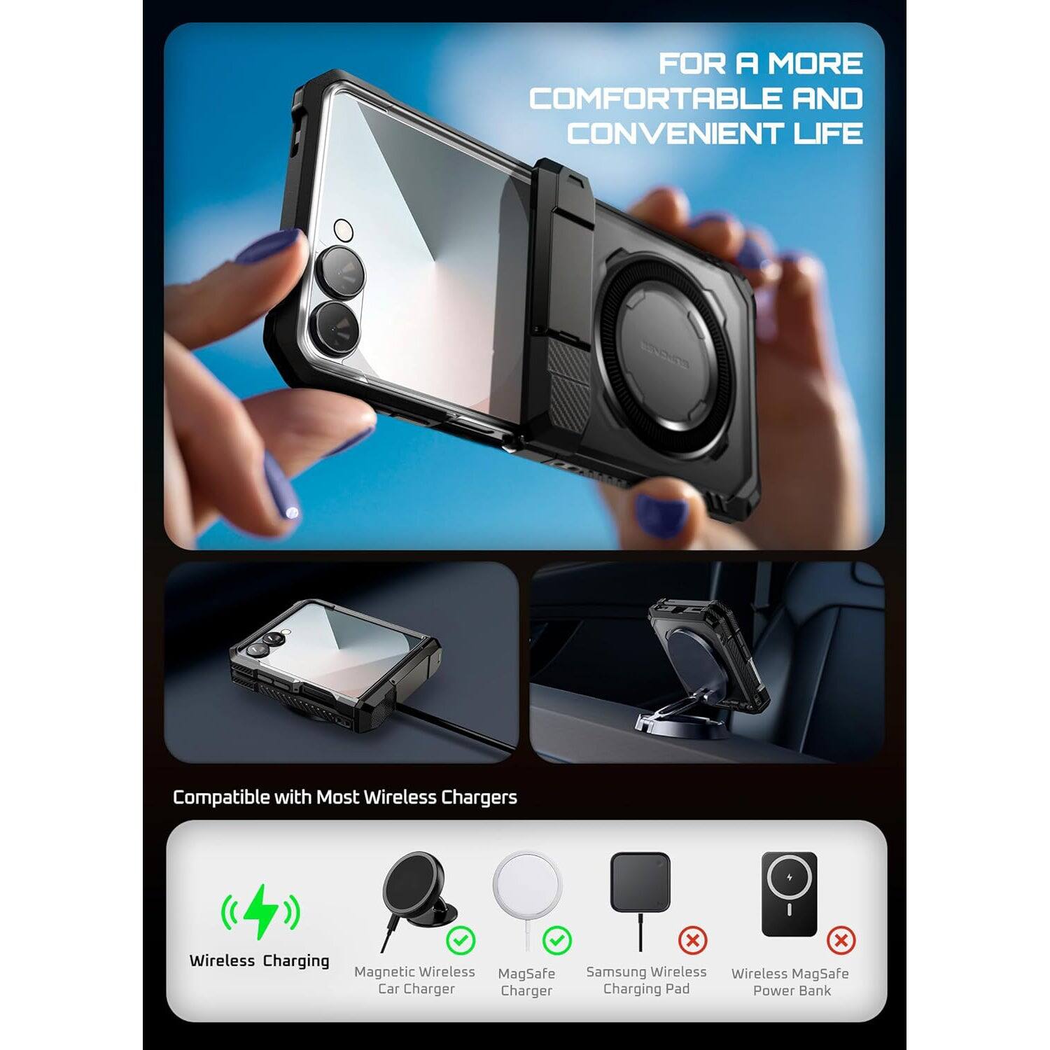 FOR A MORE COMFORTABLE AND CONVENIENT LIFE
Compatible with Most Wireless Chargers
Wireless Charging
Magnetic Wireless Car Charger
Safe Charger
Samsung Wireless Charging Pad
Wireless MagSafe Power Bank
