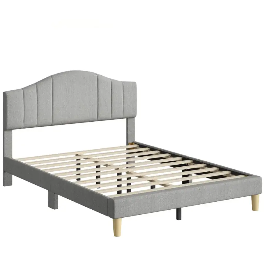 Alt View 3. Pinmoco - Pinmoco - Upholstered Platform Bed Frame with Adjustable LED Arc Headboard - Fabric Gray.
