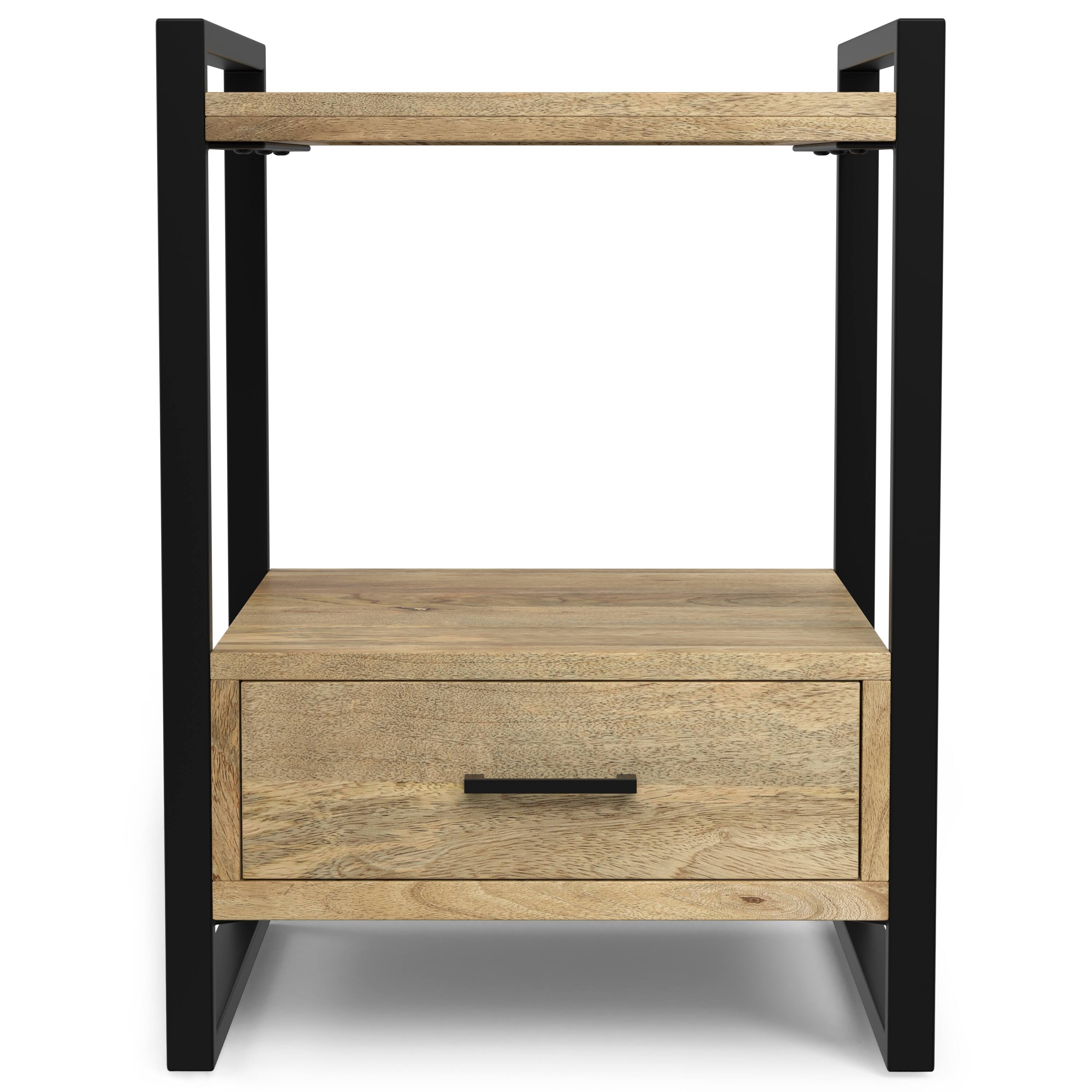 Left. Simpli Home - Riverside SOLID MANGO WOOD 22 inch Wide Modern Industrial TV Media Stand in Natural - Natural.