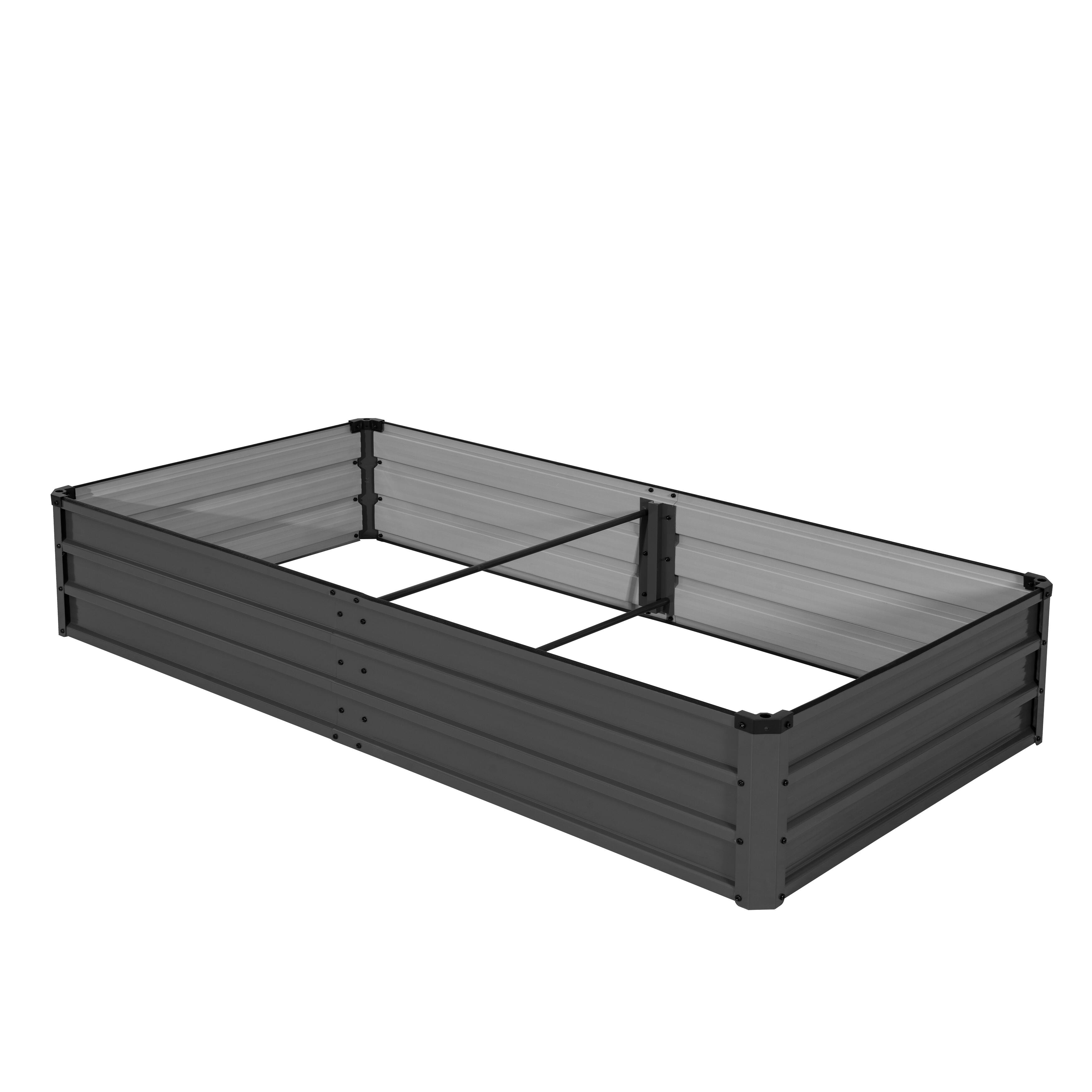 Alt View 6. Nuu Garden - 6x3x1ft Rectangular Galvanized Raised Garden Bed Metal Planter Box for Vegetables Flowers Herb - Dark Gray.