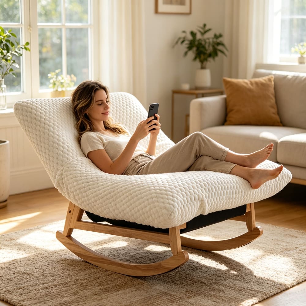 Loheer - Bean Bag Rocking Chair for Adults Corduroy Lazy Sofa - White price history on PriceWatchPro
