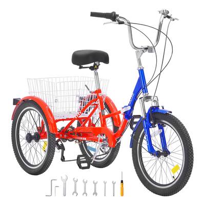 VEVOR Folding Adult Tricycle, 20 Inch 7 Speed Adult Folding Trikes, Carbon Steel 3 Wheel Cruiser Bike with Large Basket Blue,Red SS002-4 - Best Buy VEVOR Folding Adult Tricycle, 20 Inch 7 Speed Adult Folding Trikes, Carbon Steel 3 Wheel Cruiser Bike with Large Basket Blue,Red SS002-4 - Best Buy