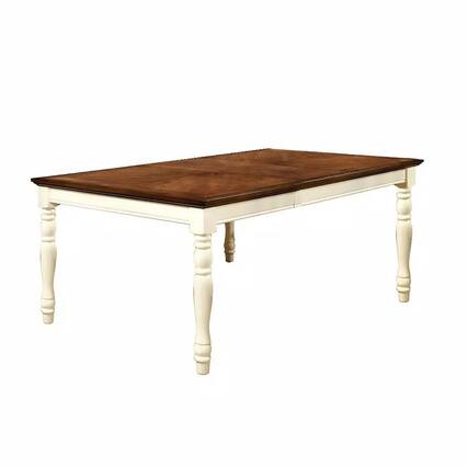 Front. Manhattan Lane - Harrisburg Cottage Dining Table, Vintage White & Dark Oak Finish - White & Dark Oakh.