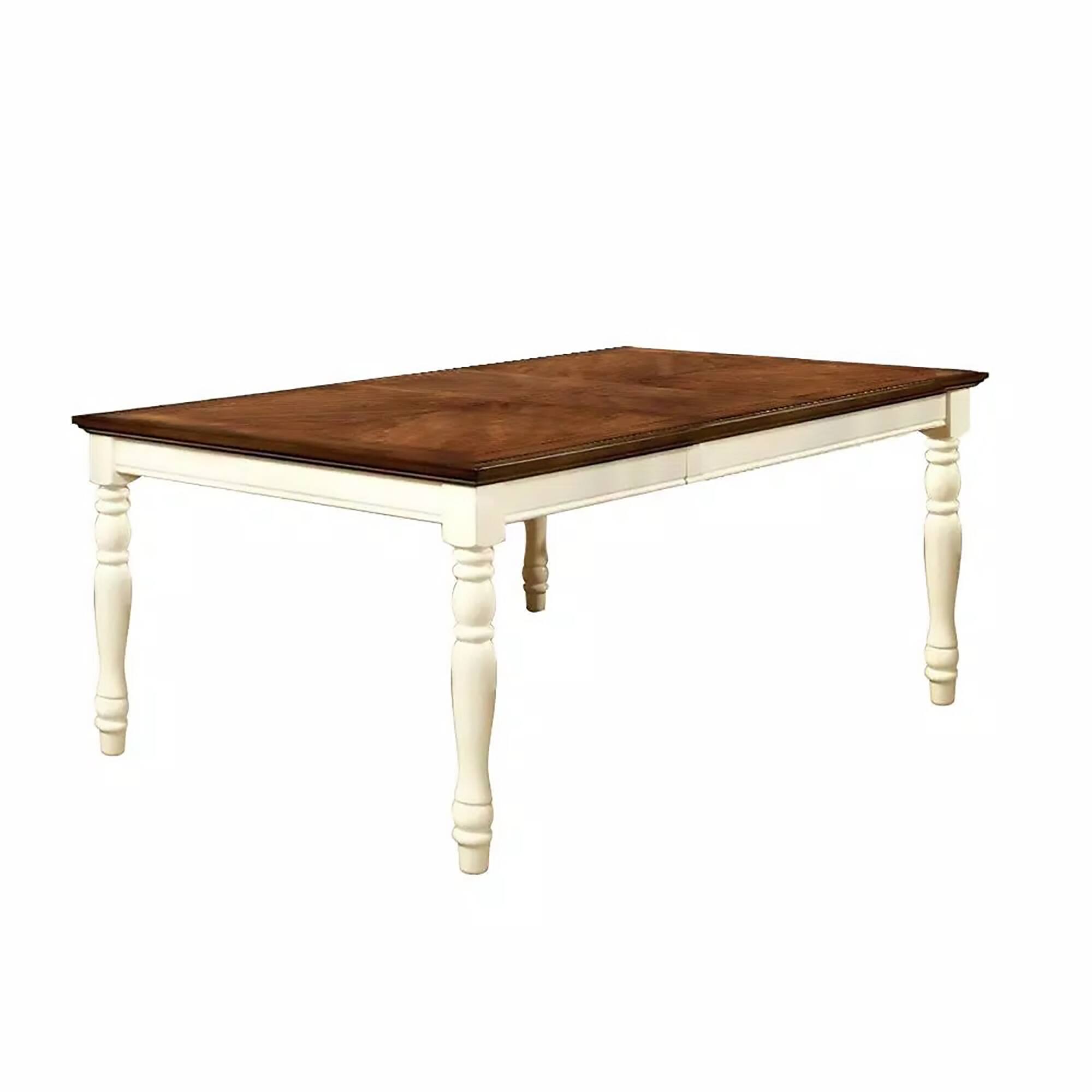 Front. Manhattan Lane - Harrisburg Cottage Dining Table, Vintage White & Dark Oak Finish - White & Dark Oakh.