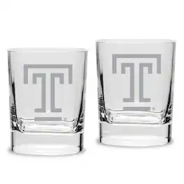 Jardine - Temple Owls 11.75oz. Two-Piece Luigi Bormioli Square Double Old Fashion Glasses Set - Multicolor