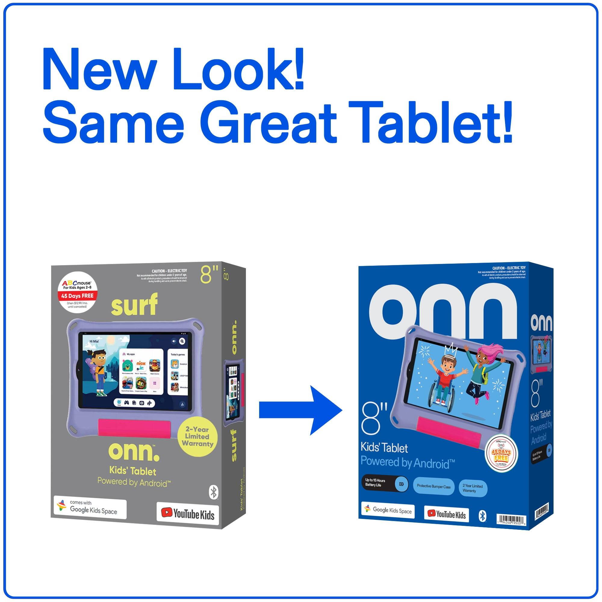 New Look! Same Great Tablet!

- 8" Kids Tablet
- Powered by Android
- 2-Year Limited Warranty
- Comes with Google Kids Space and YouTube Kids
- 45 Days FREE
- For Kids Ages 3-9
- Protective Bumper Case Included