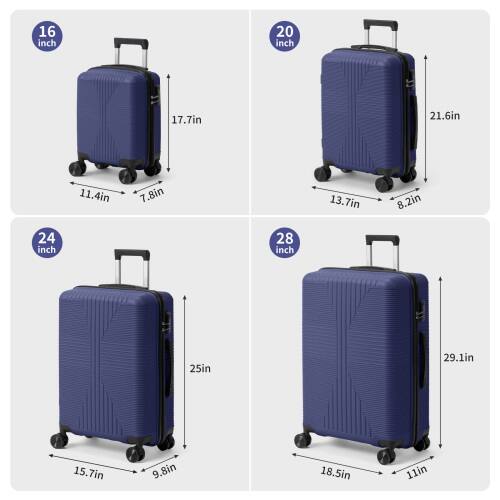 16 inch  
17.7in  
11.4in  
7.8in  

20 inch  
21.6in  
13.7in  
8.2in  

24 inch  
25in  
15.7in  
9.8in  

28 inch  
29.1in  
18.5in  
11in